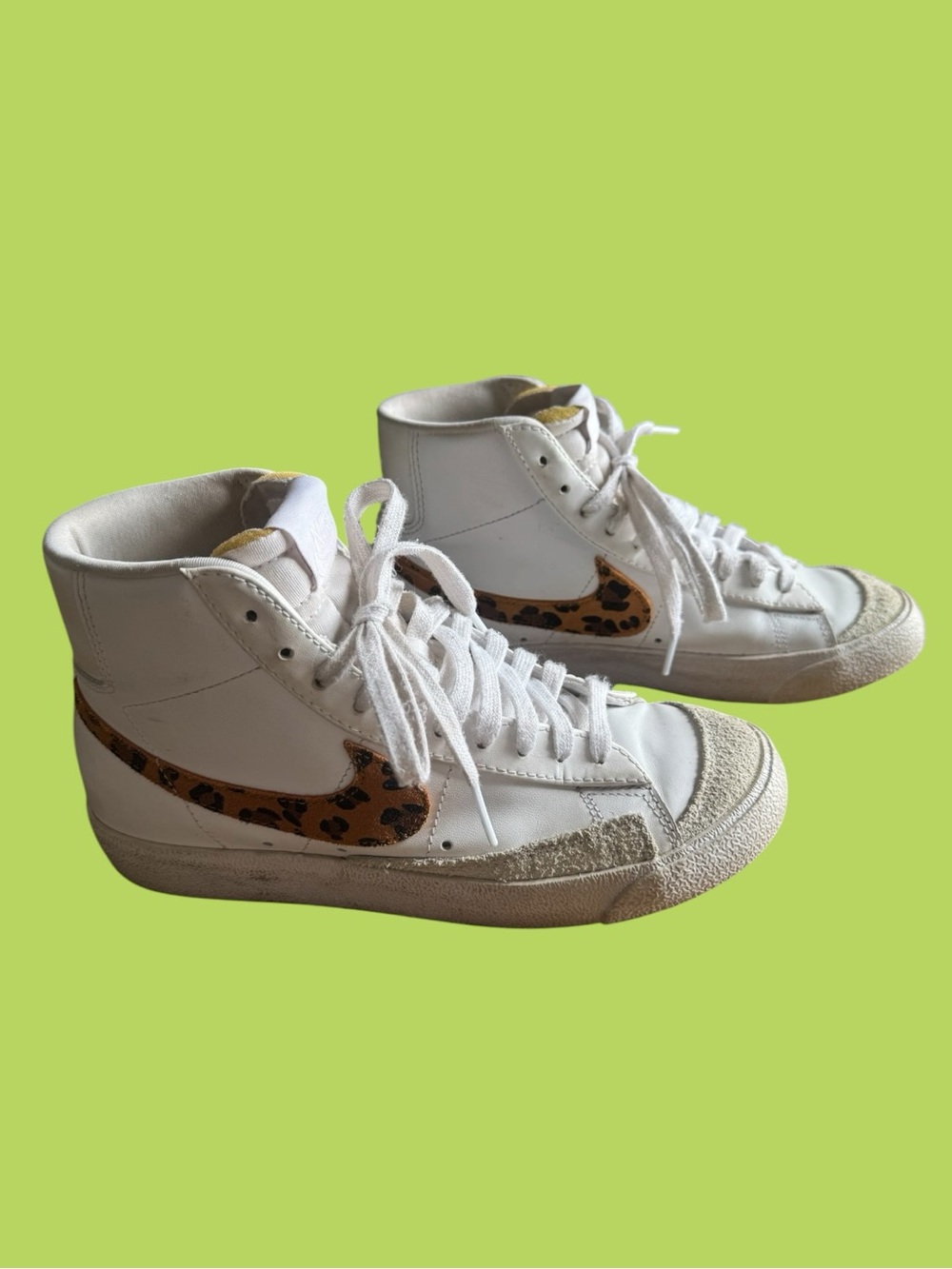 Nike Blazers Sneakers with Leopard Swoosh